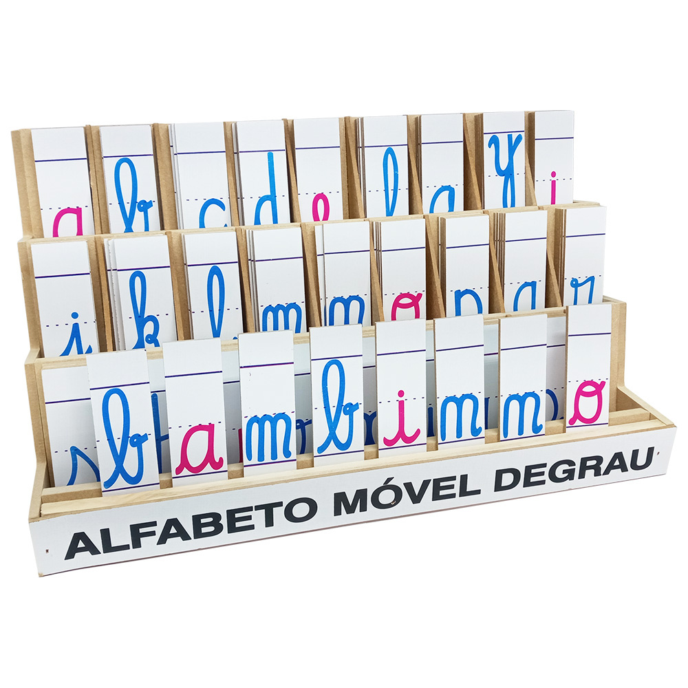Alfabeto Móvel Degrau 130 peças -Jogo Alfabetização em Madeira
