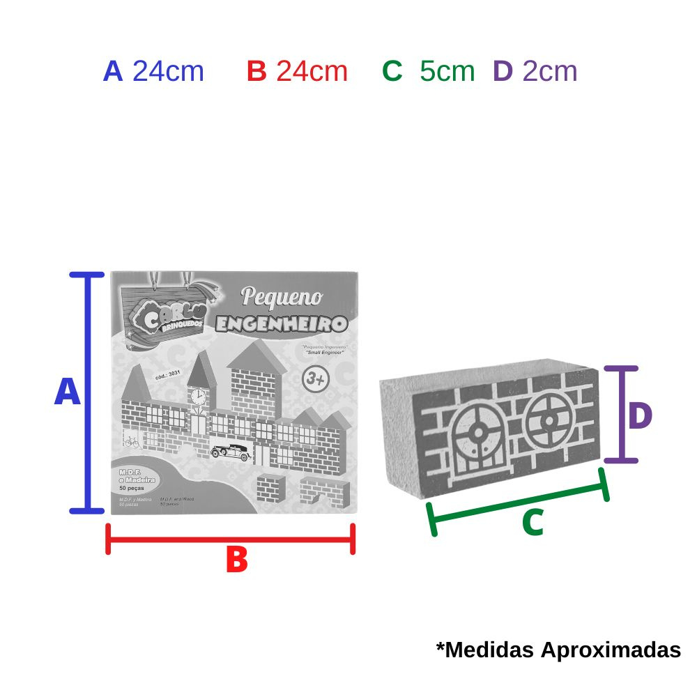 Blocos de Montar de Madeira Pequeno Engenheiro Carlu 50 Pçs - Bambinno  Brinquedos