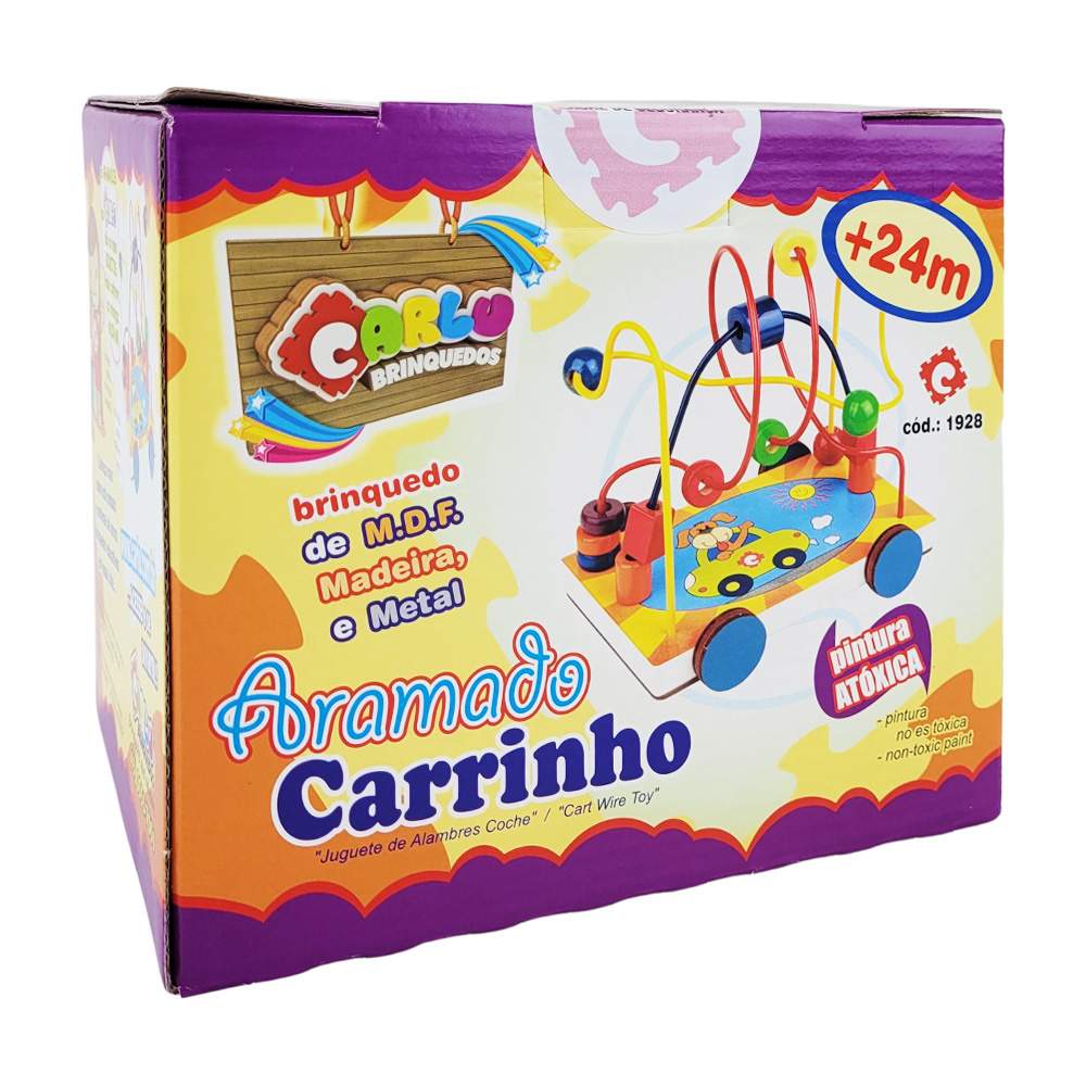 Brinquedo Educativo Pedagógico Carrinho Aramado de Madeira Menino e Menina 2  Anos Jogo Aramada Infan no Shoptime