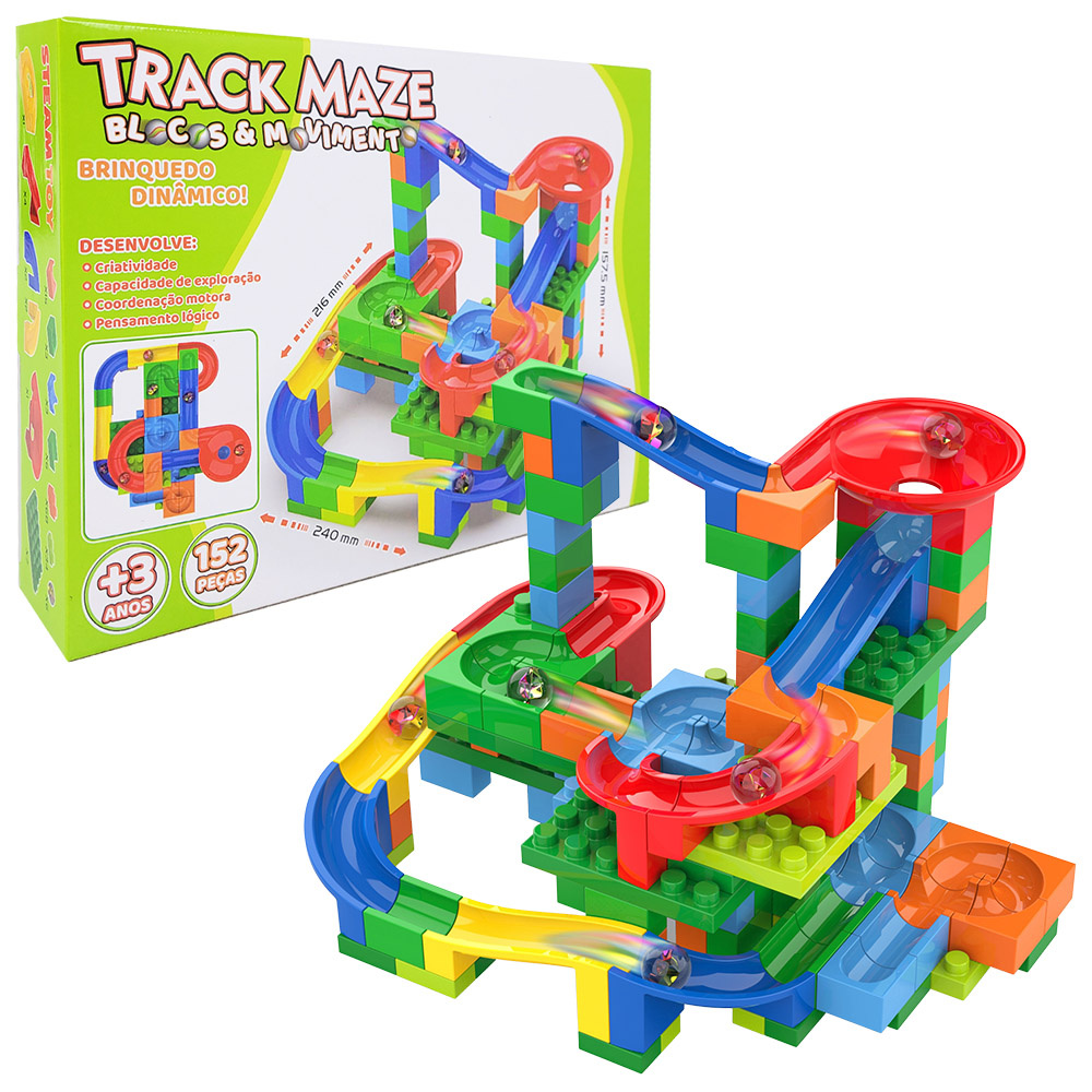 Brinquedo Blocos de Montar Infantil Track Maze 152 Peças