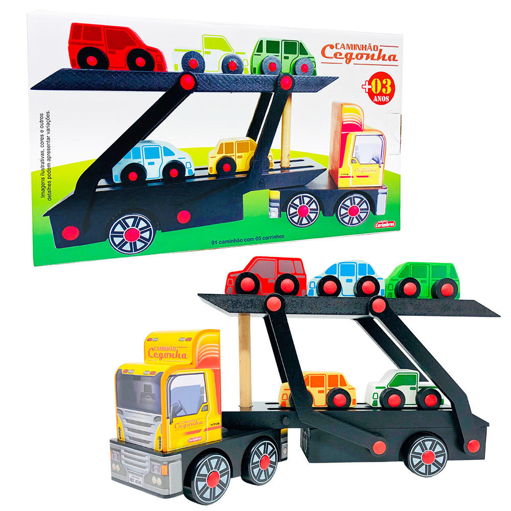 Kit 3 Caminhão Brinquedo Carrinho Infantil Madeira Plástico