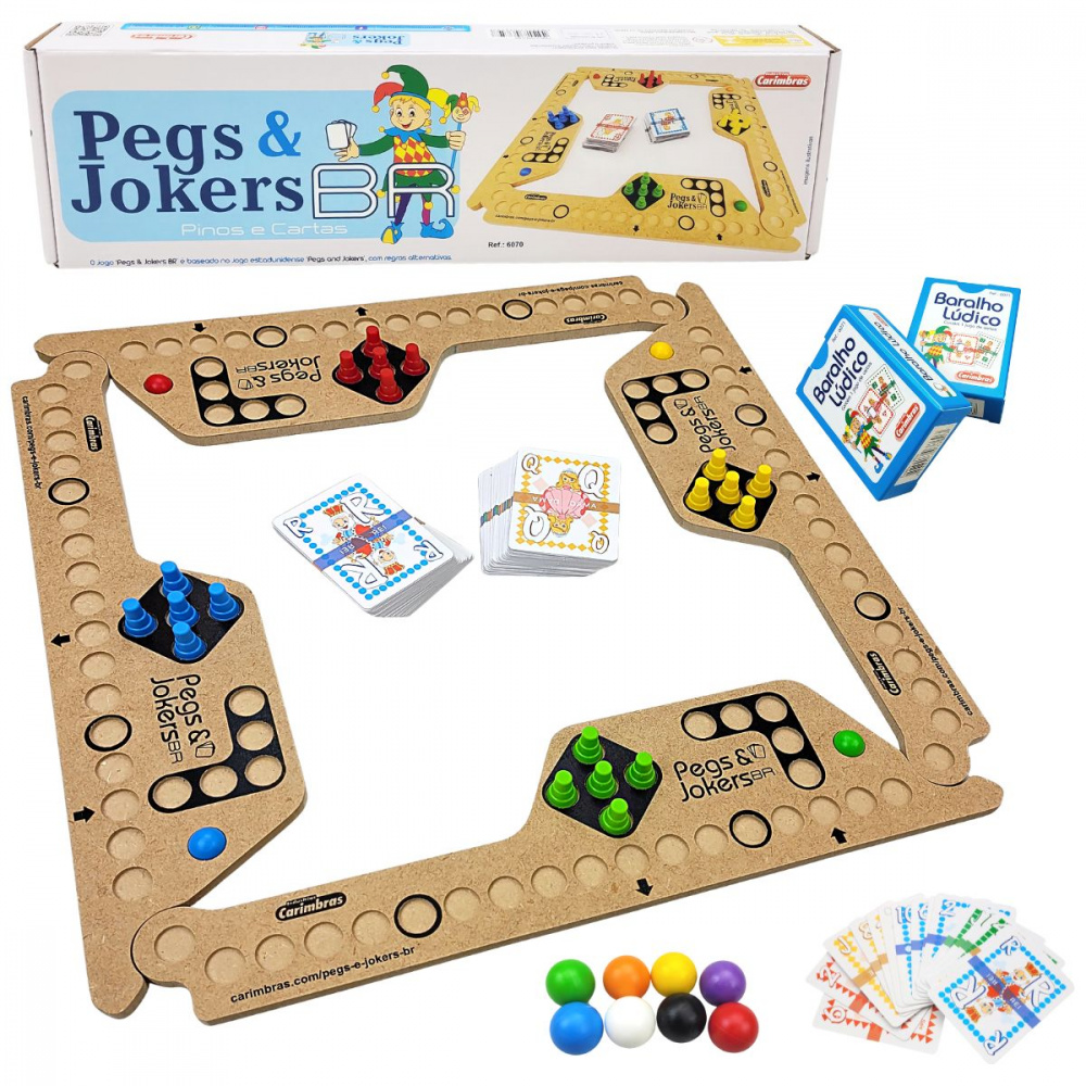 Jogo de Tabuleiro Infantil Baralho Pegs e Jokers Carimbras