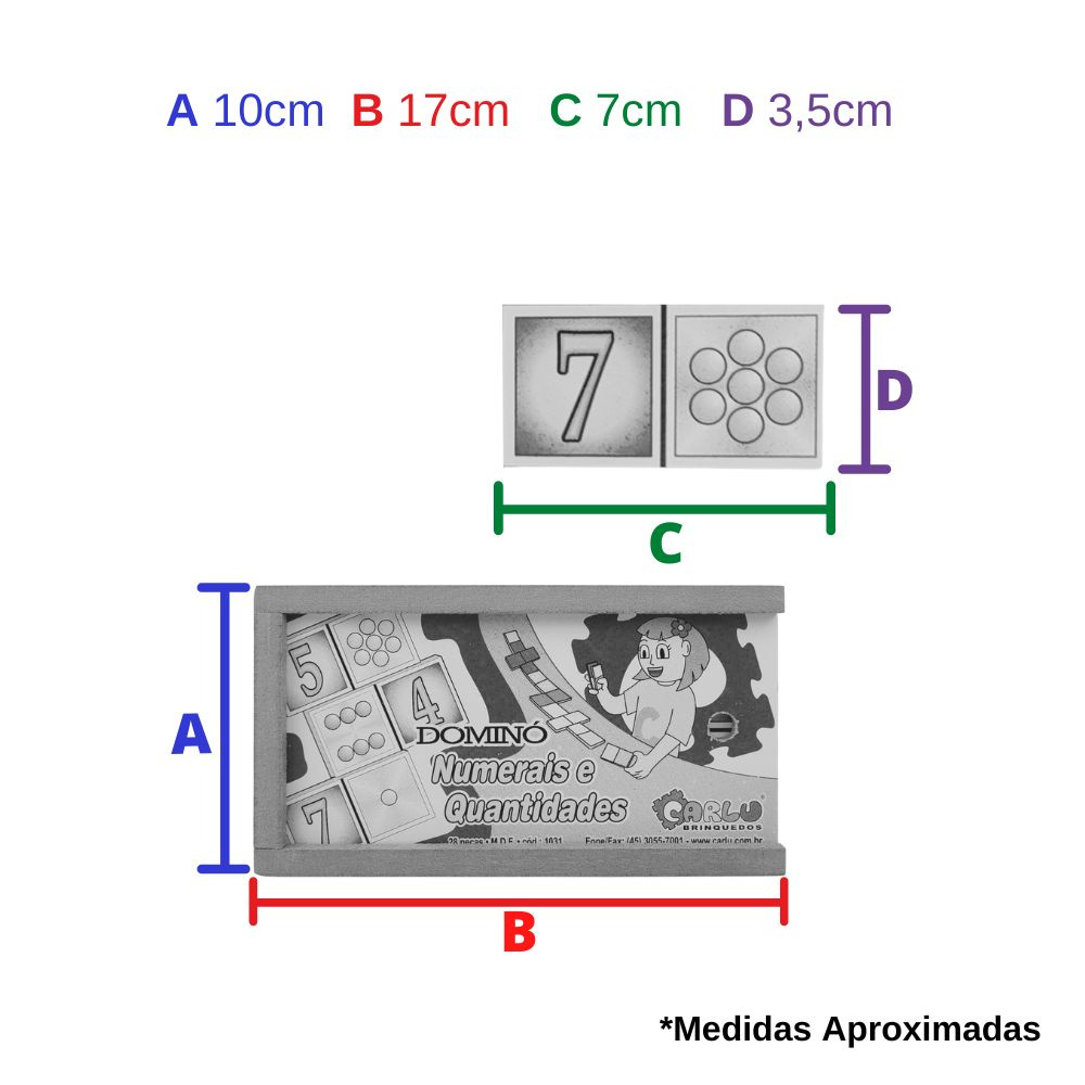 Jogo Educativo em Madeira – Dominó Quantidades e Números 28 Peças