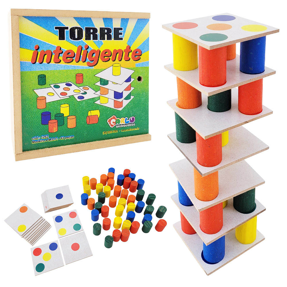 Brinquedo Jogo Educativo Pedagógico Torre Inteligente Carlu