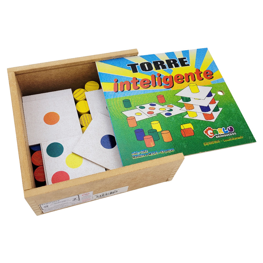 Brinquedo Jogo Educativo Pedagógico Torre Inteligente Carlu Empilhar Menino  Menina 3 Anos