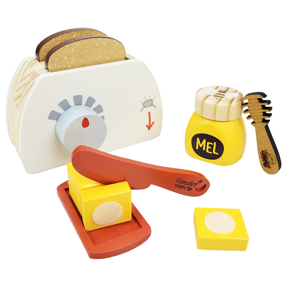 Kit de Comidinha de Brinquedo Infantil de Madeira Café 9 Pçs