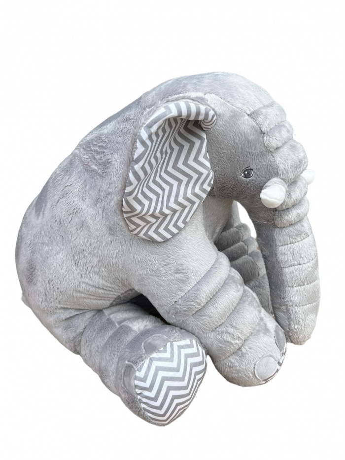 Almofada Elefante Bebê Cinza Chevron 67cm Antialérgico Presentes Soninho