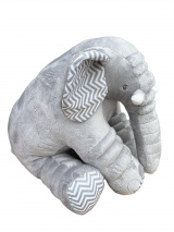 Almofada Elefante Bebê Cinza Chevron 80cm Antialérgico Soninho Mamãe Bebê