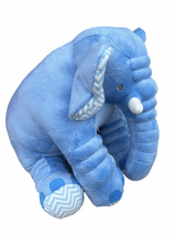 Almofada Travesseiro Elefante Antialérgico Bebê Pelúcia Azul Chevron 67cm Soninho