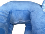 Almofada Travesseiro Elefante Antialérgico Bebê Pelúcia Azul Chevron 67cm Soninho