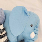 Almofada Elefante Bebê 100% Algodão 67cm azul