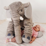 Almofada Elefante Bebê Cinza Chevron 80cm