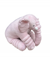 Almofada Travesseiro Elefante Bebê Pelúcia Rosa Chevron 80cm Antialérgico Soninho