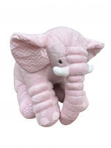 Almofada Travesseiro Elefante Bebê Pelúcia Rosa Chevron 80cm Antialérgico Soninho