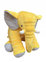 Almofada Travesseiro Elefante Pelúcia Amarelo Chevron 67cm Antialérgico Presentes Soninho