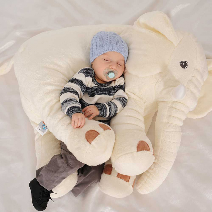 Almofada Travesseiro Elefante Pelúcia Bebê Dormir Palha  80cm