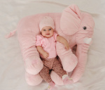 Almofada Travesseiro Elefante Pelúcia Bebê Dormir Rosa 67cm