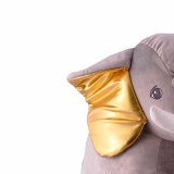 Almofada Travesseiro Elefante Pelúcia Cinza C/ Dourado 80cm