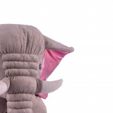 Almofada Travesseiro Elefante Pelúcia Cinza C/ Rosa 80cm
