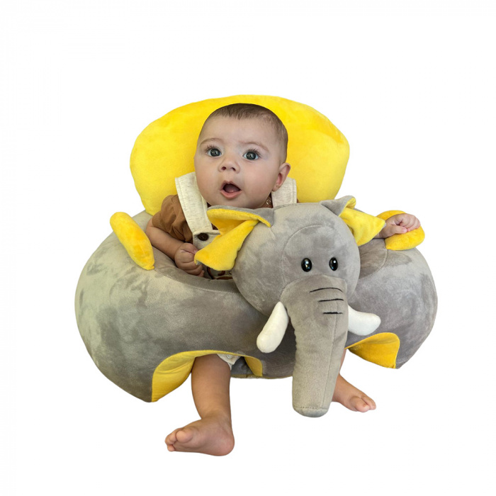 Cadeirinha assento infantil de pelúcia safari elefantinho