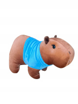 Capivara de Pelúcia Com Camiseta Azul Agenor Filó Fofinha 25cm