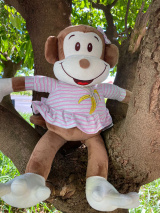 Macaco de Pelúcia Juca Pink Safari Decoração Quarto Festa Infantil Presentes