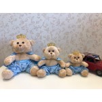 3 Ursos Príncipes G, M, P - Bege/azul claro Estampa Coroa