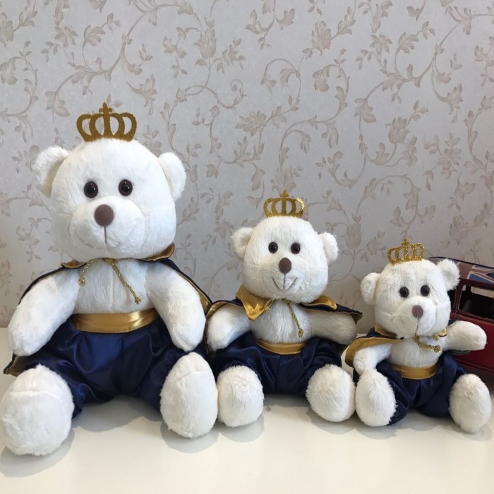 3 Ursos Príncipes G, M, P Decoração Bebê off/azul marinho