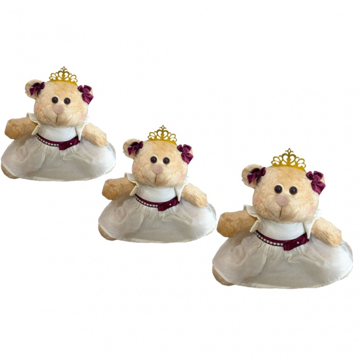 Trio de Ursas Princesas Reais P, M e G Marsala Decoração Quarto Festa Infantil Nichos