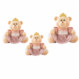 Trio de Ursas Princesas Reais P, M e G Nude Decoração Quarto Festa Infantil Nichos