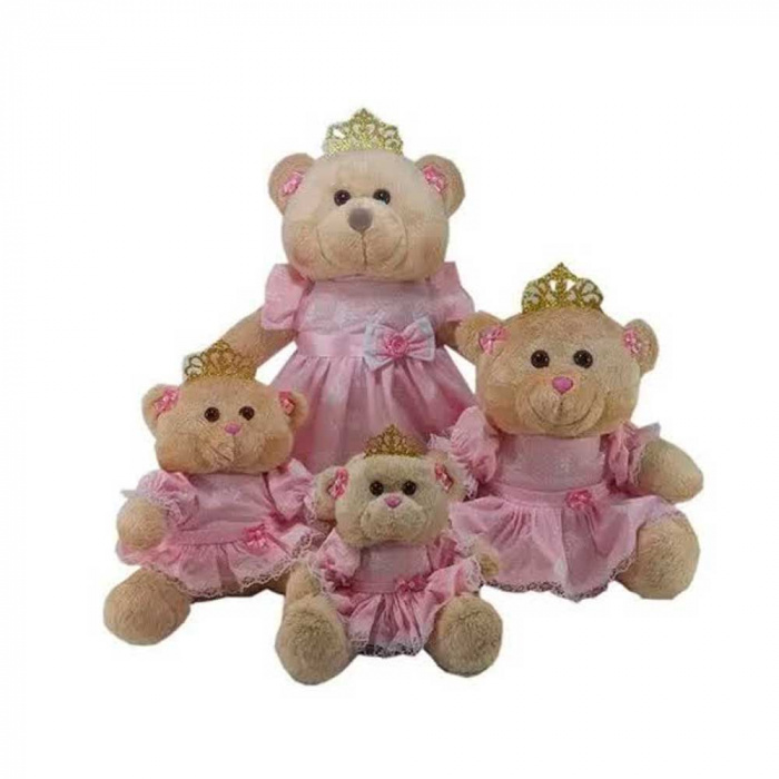 Trio de Ursas Princesas Rosa e 1 Ursa Princesa G Bege