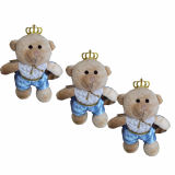 Trio de Ursos Príncipes Reais em Pé P, M e G Azul bebê Nichos Mamãe Bebê Decoração