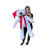 Urso Teddy Natal de Pelúcia Branco 1,10cm Natalino Presentes Decoração Comemorações