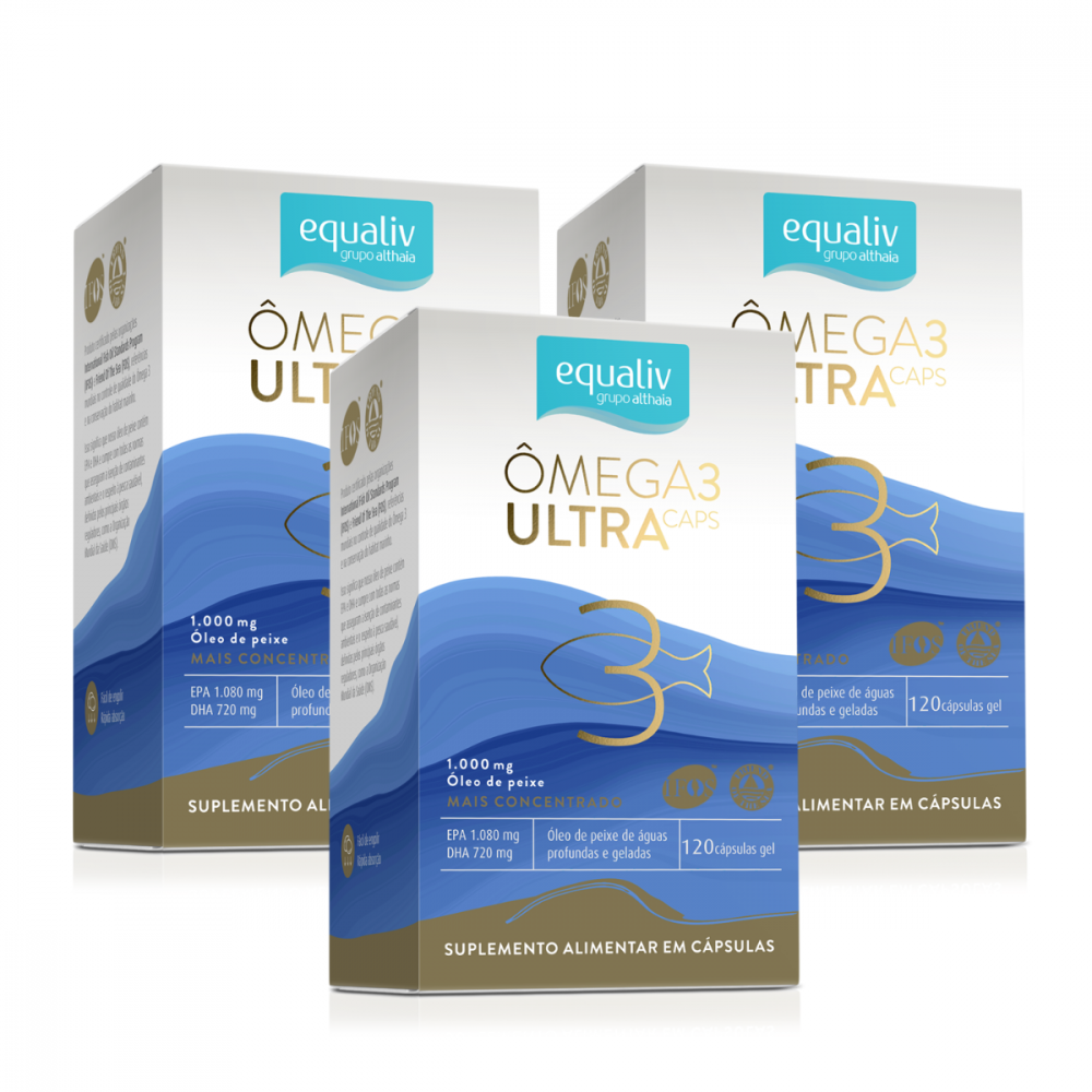 Ômega 3 Ultra Caps Equaliv 1000mg Concentrado 120 Cápsulas Kit 3 Unidades Loja BMD