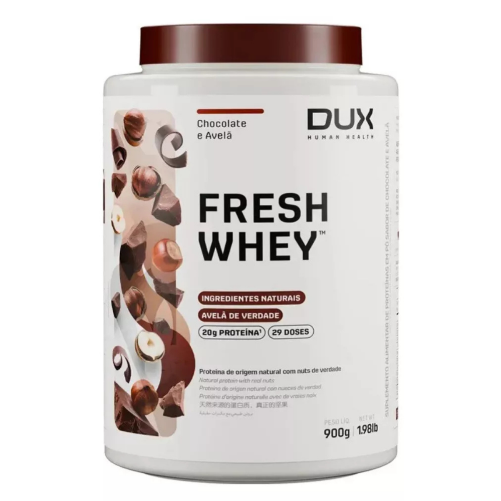 Whey Protein Fresh Whey Dux 900g - Chocolate Belga E Avelã - Loja BMD