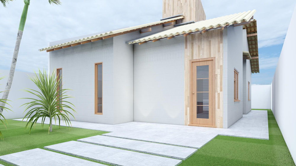 Projeto de Casa com 2 Quartos PP - Bom Projeto Pronto