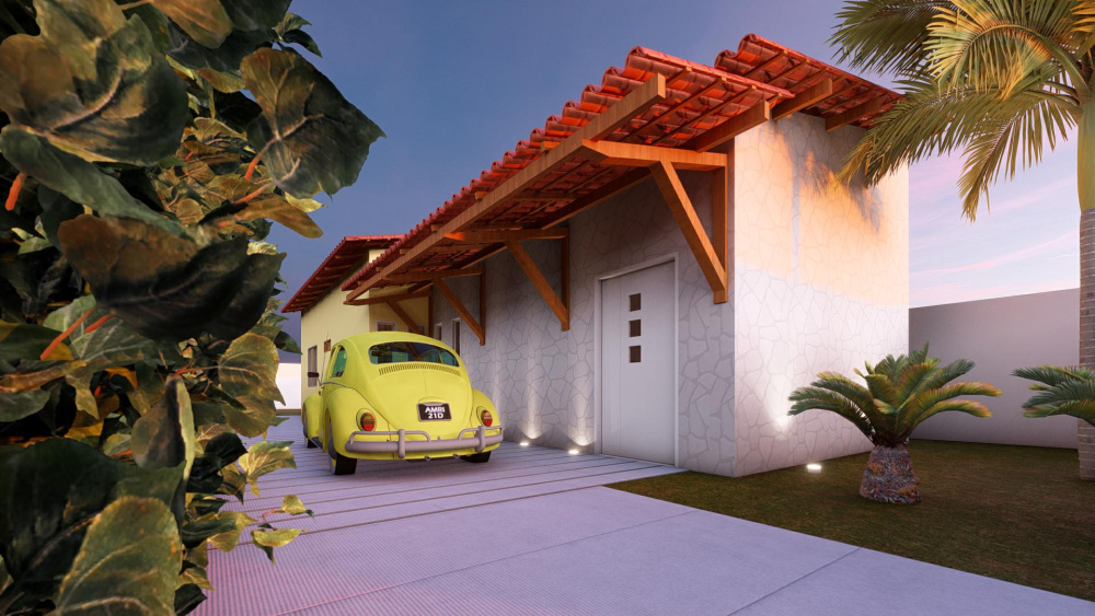 Projeto de Casa com 2 Quartos GA - Bom Projeto Pronto