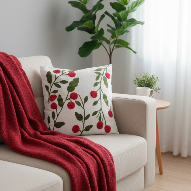 Almofada Bordada Alto Relevo Bloom 3D 45cm x 45cm 02 Peça - Dália