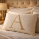 Almofada Bordada 50cm x 35cm 100% Algodão Alfabeto A / Z - Nude