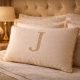 Almofada Bordada 50cm x 35cm 100% Algodão Alfabeto A / Z - Nude