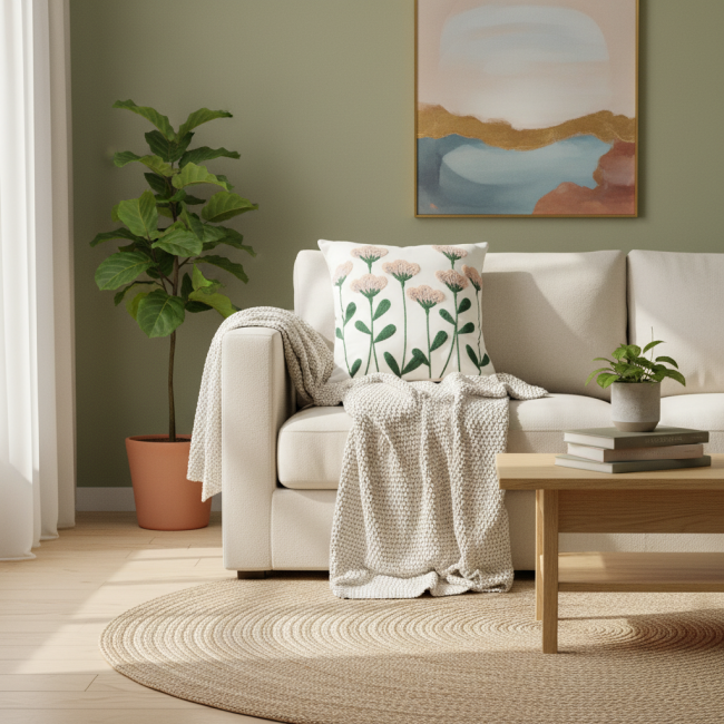 Almofada Bordada Alto Relevo Primavera 3D 45cm x 45cm 02 Peça - Cravo