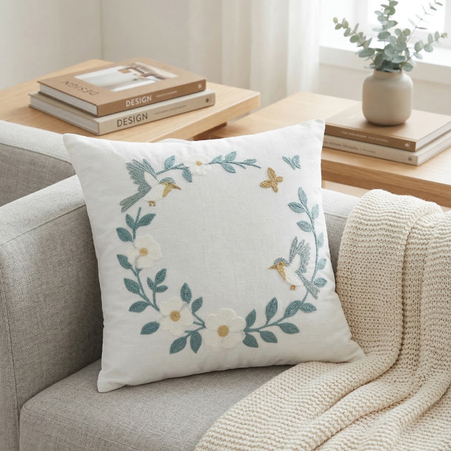 Almofada Bordada Alto Relevo Vellora 3D 45cm x 45cm 01 Peça - Sialia