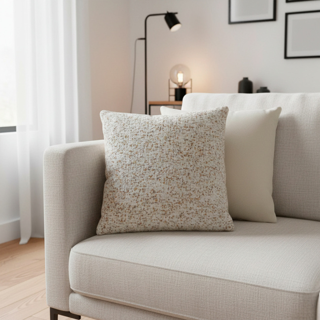 Almofada Chinille e Suede Super Macio 45 x 45 + Refil Silicone 01 Peça - Areia