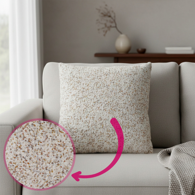 Almofada Chinille e Suede Super Macio 45 x 45 + Refil Silicone 01 Peça - Areia