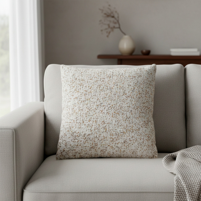 Almofada Chinille e Suede Super Macio 45 x 45 + Refil Silicone 01 Peça - Areia