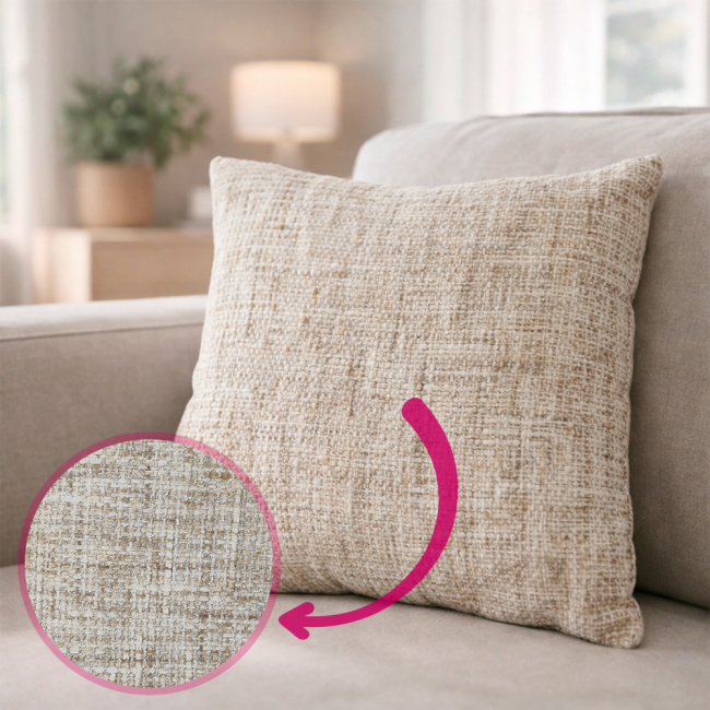 Almofada Chinille e Suede Super Macio 45 x 45 + Refil Silicone 01 Peça - Bege