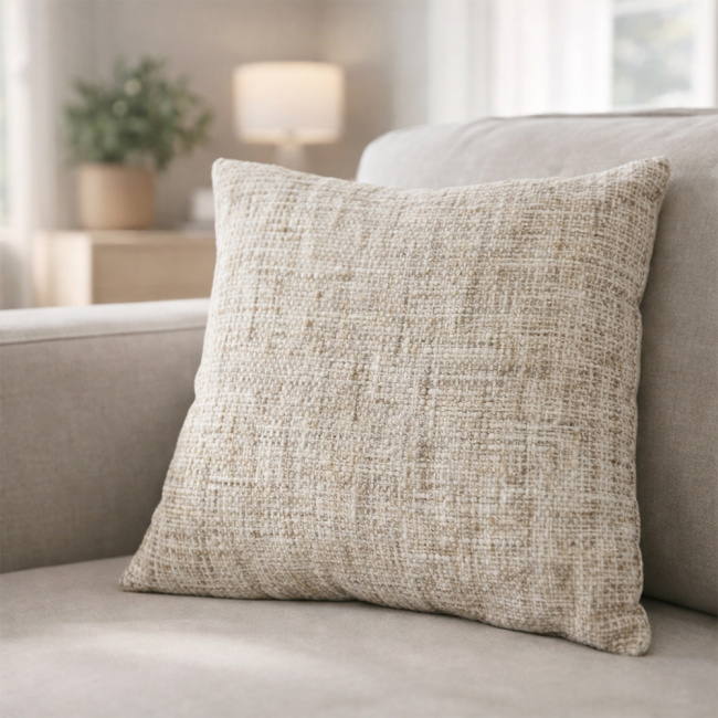 Almofada Chinille e Suede Super Macio 45 x 45 + Refil Silicone 01 Peça - Bege