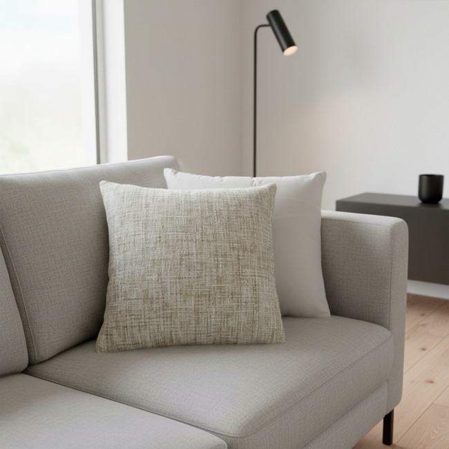 Almofada Chinille e Suede Super Macio 45 x 45 + Refil Silicone 01 Peça - Bege