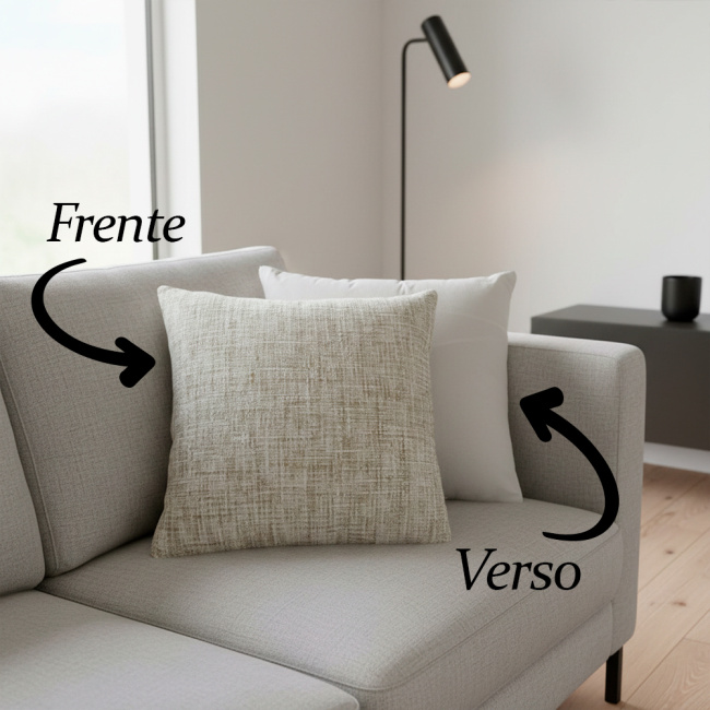 Almofada Chinille e Suede Super Macio 45 x 45 + Refil Silicone 01 Peça - Bege