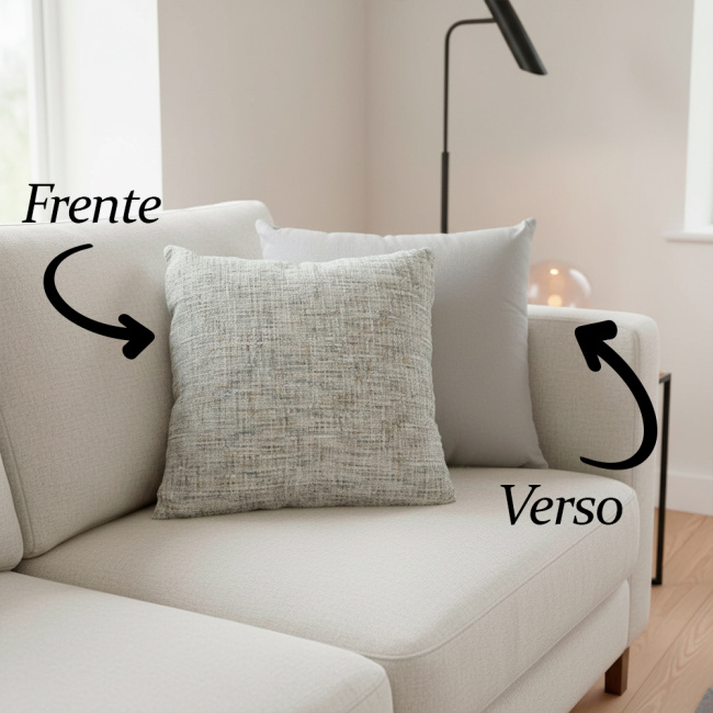 Almofada Chinille e Suede Super Macio 45 x 45 + Refil Silicone 01 Peça - Cinza